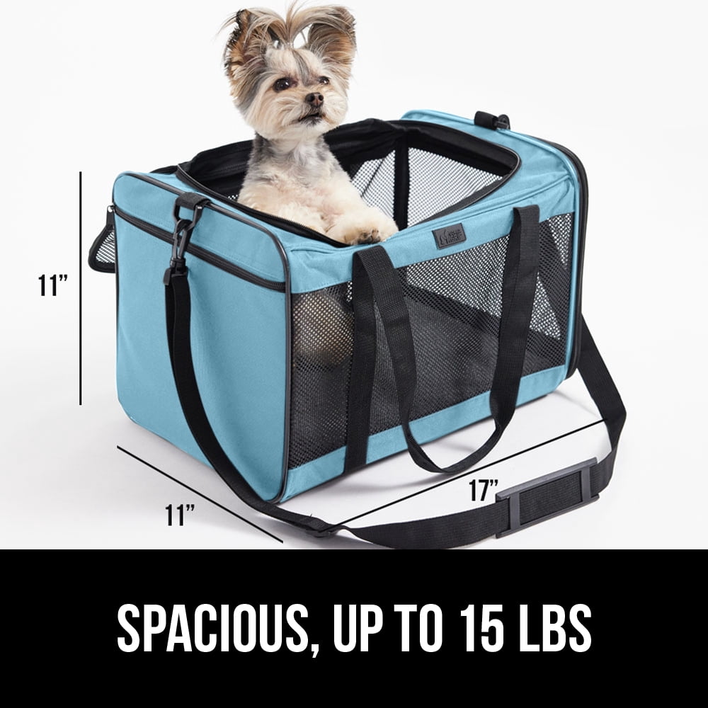 GORILLA GRIP Cat Carrier Portable Dog Kennel Up to 15 Lbs, Airline Pet Travel Bag, Blue