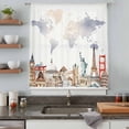 thumbnail image 4 of Gray Beige Map Semi Sheer Curtains Drapes for Living Room, Bedroom, French Doors Window 54 Inches Long, Funny Abstract Cloud Illustration Art Rod Pocket Chiffon Curtain Drapery Voile Draperies Panel, 4 of 8
