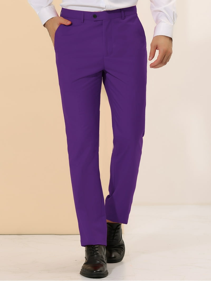 Unique Bargains Men's Dress Pants Slim Fit Flat Front Chino
