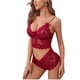 thumbnail image 3 of Conjunto de lencería sexy de encaje floral transparente, ropa de dormir de cintura alta, sujetador y bragas, 3 of 5