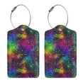 thumbnail image 3 of Disketp 4 Pcs Luggage Tag For Suitcase,Bright Universe Leather Baggage Tag With Stainless Steel Loop Privacy Cover For Women Men Girls, 3 of 5