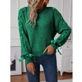 thumbnail image 5 of Breezora Women Lightweight Bow Tie Knit Pullover Round Neck Long Sleeve Fashion Forward Soft Sweater L Size Green, 5 of 7