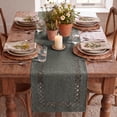 thumbnail image 4 of Sm:)e Grey Table Runner, Hollow Out Laser Cut Solid Color, Seasonal Summer Washable Kitchen Dining Table Decoration for Home Party Decor 13x120 Inch, 4 of 6