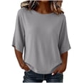 thumbnail image 1 of VBVC Women's Crew Neck 3/4 Sleeve Top , Ladies' Drop Shoulder Loose Fit Tunic , Casual Stretchy Tee Shirts For Women, S-2XL, 1 of 8