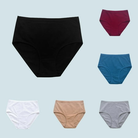 BiZtdJrK Prime Day Sales Today  Women s Cotton Underwear Solid High Waisted Briefs Full Coverage Panties Tummy Control Seamless Bikini Bottoms White XXL