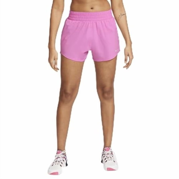 Nike One Dri-Fit Shorts Women's XS Pink Stretch Brief-Lined High-Waisted FTS507