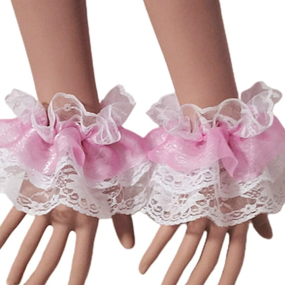 lixuesong Wrist Cuffs for Women's Fashion Pleated Horn Cuff Detachable Shirt Fake Sleeve Cuffs Sunscreen Decorated Accessories