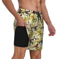thumbnail image 2 of Naloa Lilies Flowers Print Men Swim Trunks with Compression Liner ,Board Shorts,Men's Swim Shorts with Drawstring and Elastic Waistband-Small, 2 of 6