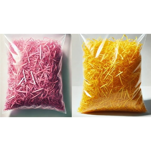 Easter Basket Grass Filler Assorted 2 Pack Paper Yellow Pink 3 Ounces