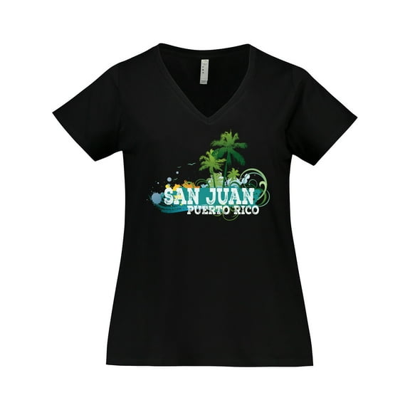 Inktastic San Juan Puerto Rico Women's Plus Size V-Neck T-Shirt