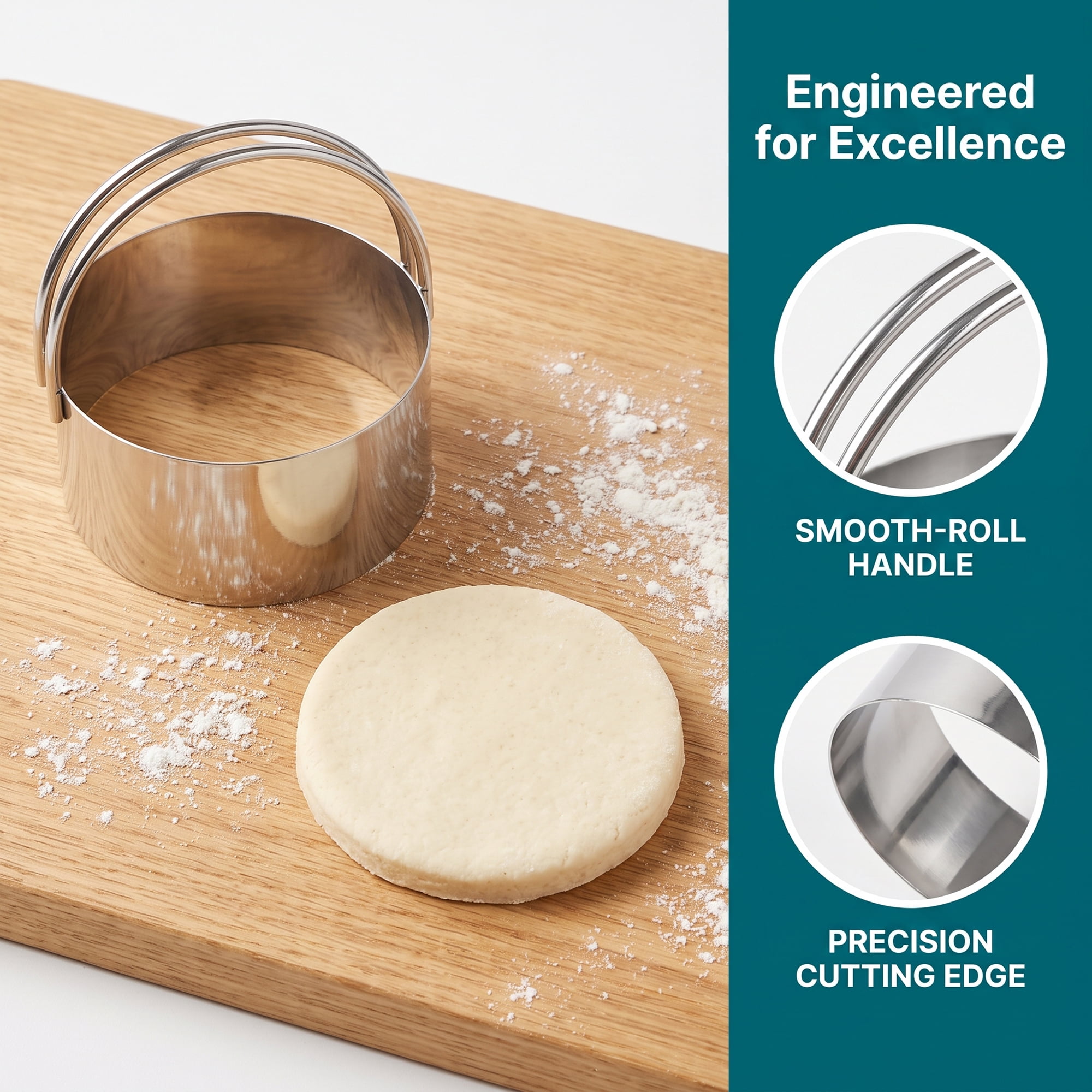 Unique Bargains 5Pcs Stainless Steel Circle Cookie Cutters for Decorating Silver 2