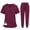 Dark Purple-130228AA, variant on Hearthz Scrubs Sets for Women Stretch Nursing Uniform Top & Jogger Pant Womens Scrub Sets