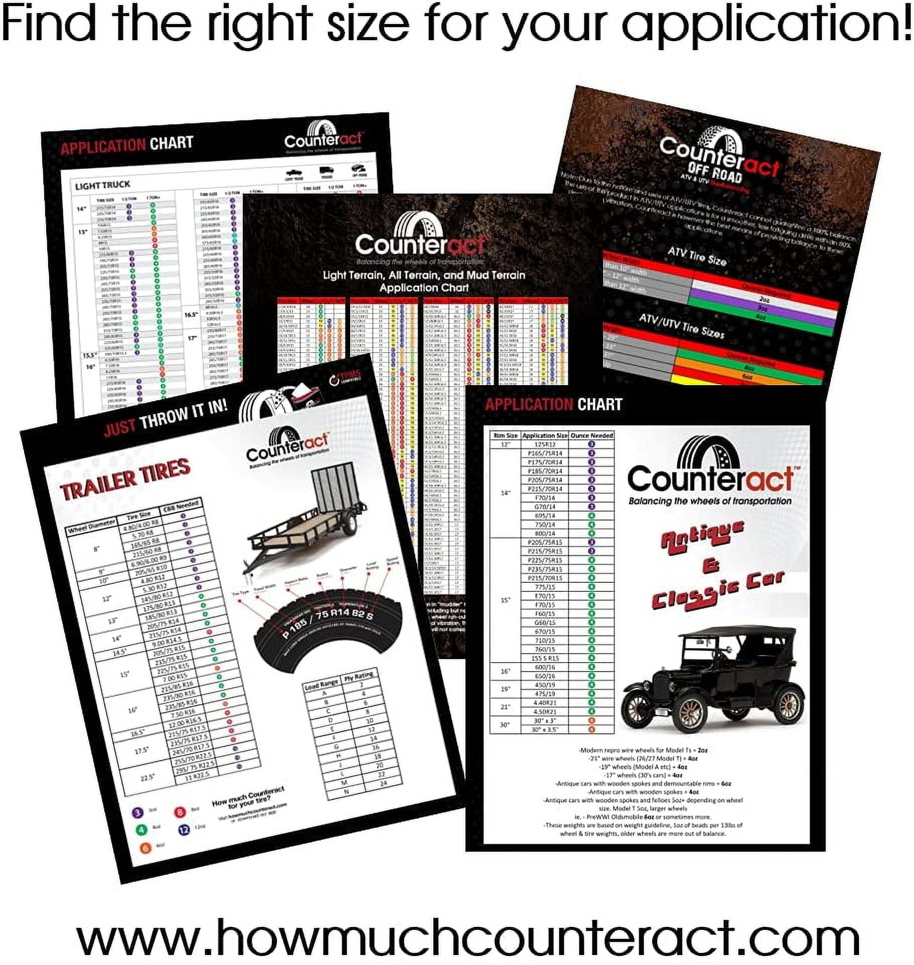 Counteract 14OZ-B4 Centrifugal Force Tire/Wheel Balancing Beads - Off-Road Vehicles, Light Duty Truck Tires, (4) 14oz Balance Bead Bags, (4) Valve Caps and Cores