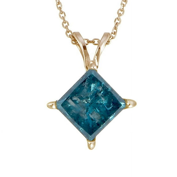 Vir Jewels 1/2 CTTW Blue Diamond Solitaire Pendant Necklace Yellow Gold Plated Sterling Silver