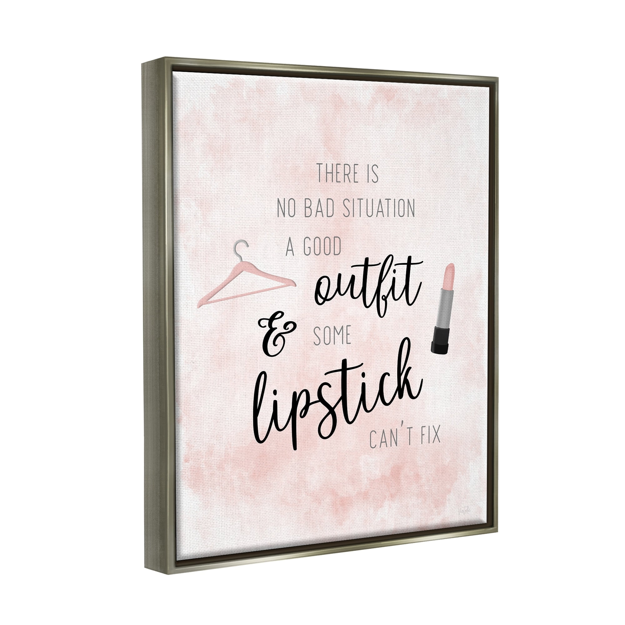 Stupell Industries Motivating Style Quote Glam Fashion Makeup Typography Graphic Art Luster Gray Floating Framed Canvas Print Wall Art, Design by Natalie Carpentieri