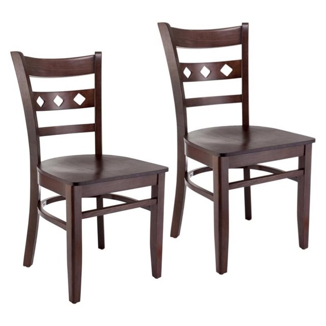 Chaise d'Appoint en Noyer avec Assise en Bois (Lot de 2)