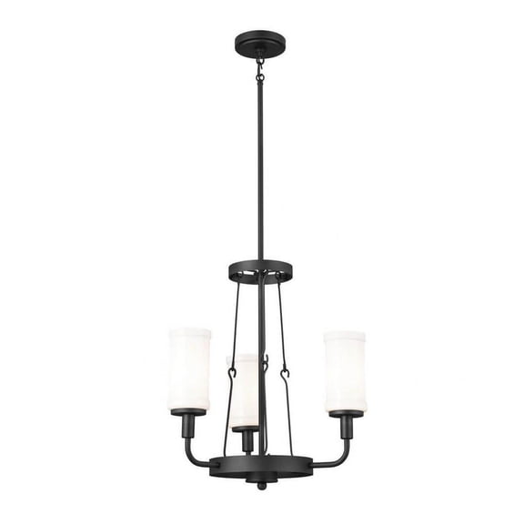 3 Light Mini Chandelier in Homestead Style-21 inches Tall and 19.75 inches Wide-Textured Black Finish Bailey Street Home 147-Bel-4652788
