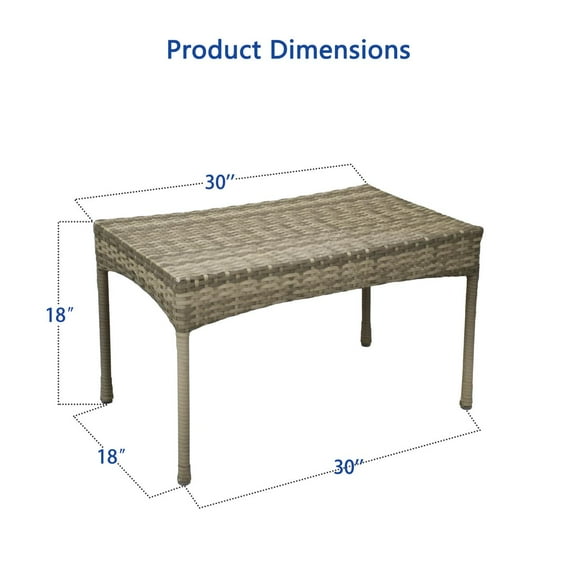 Jeco Clark Wicker Patio Coffee Table in Gray