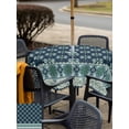 thumbnail image 4 of Outdoor Tablecloth with Umbrella Hole and Zipper, Dark Blue Flowers Square Table Cloth 60x60 Inch Waterproof Tablecloth, Vintage Rustic Abstract Floral Aesthetic Picnic Table Cover for Patio Camping, 4 of 7