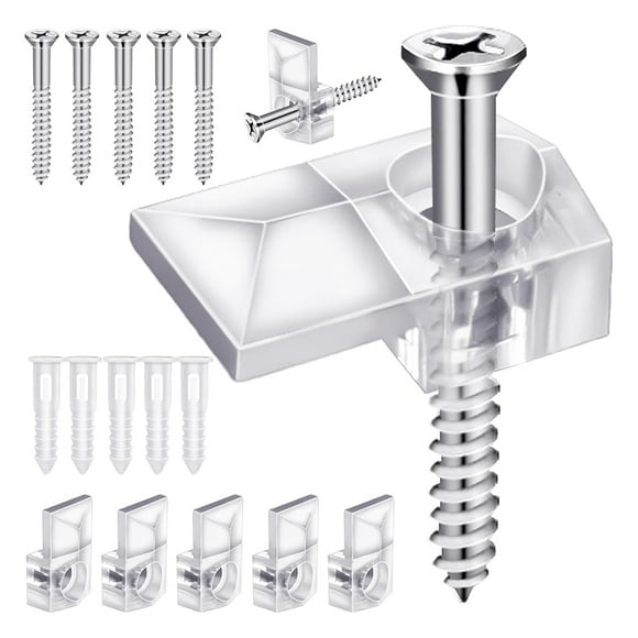 32Pack Mirror Holder Clips,Clear Plastic Mirror Clip,Frameless Mirror Mounting Hardware,Mirror Holders for Wall Mounting