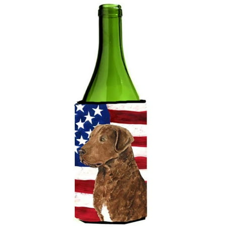 

Usa American Flag With Curly Coated Retriever Wine Bottle Hugger - 24 oz.