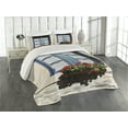 thumbnail image 2 of Ambesonne Urban Quilted Coverlet 3 Pcs, Mediterranean Window, King Size, Blue Grey, 2 of 4