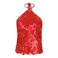 thumbnail image 3 of HXWCHs Women's Sleeveless Glitter Party Tank top Clubwear Night Out Fashion Summer Rave Outfit S Watermelon Red, 3 of 3