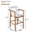 thumbnail image 5 of Outdoor Counter Height Bar Stools Chair Set of 2, Modern Patio Acacia Wooden Stools with Backrest Arm and Removable Cushions for Patio, Pool, Garden, 5 of 7