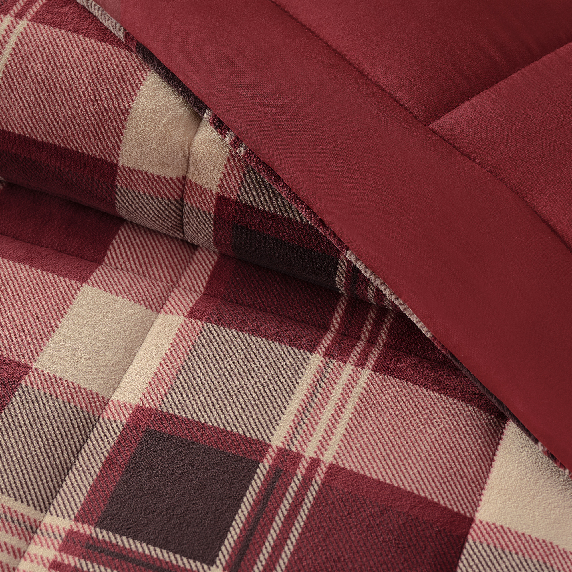 Pawz 3-Piece Fleece Comforter Set with Pillow Shams, Soft and Warm, Red Plaid, King