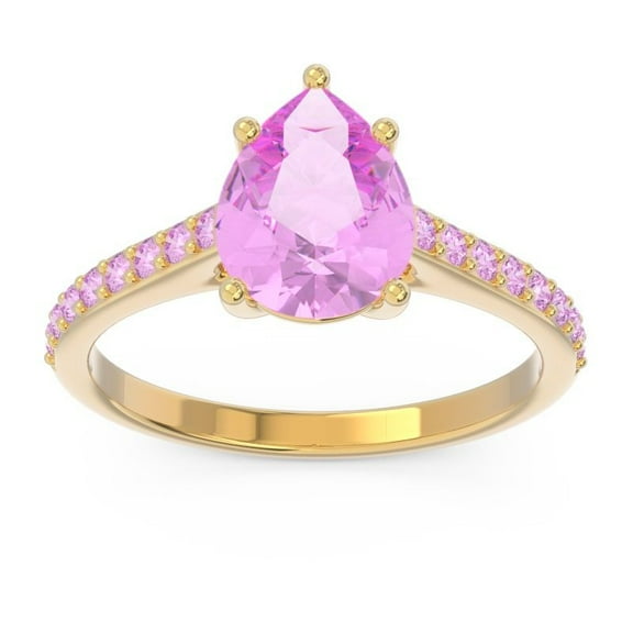 2.30 Carat Latest Pear Cut Pink Sapphire Gemstone Wedding Ring for her Solid 14K Yellow Gold Size 7 by Diamond-Capitals