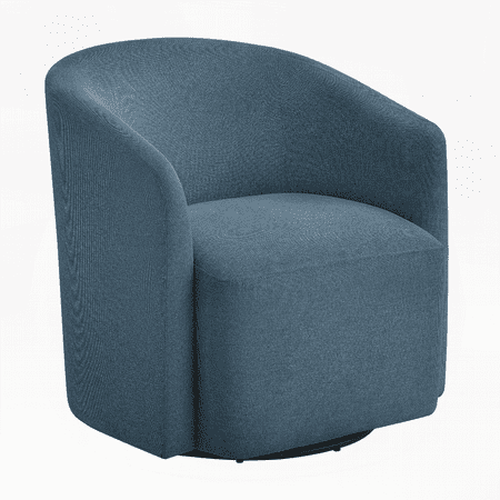 Ardena Blue Swivel Barrel Chair - 1-Piece with Solid Wood Frame and Fabric Seat