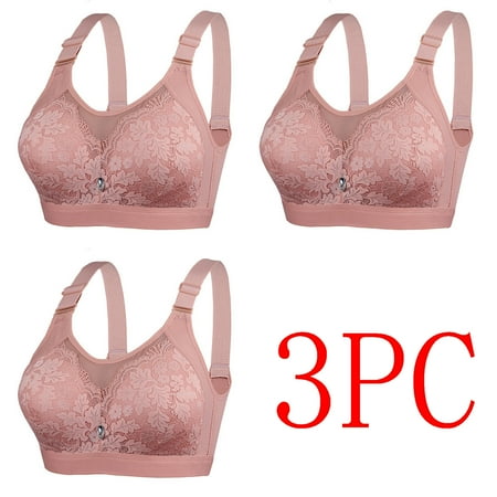 Itsame 3 Pack Everyday Casual Bra Set Womens Full Support Bra Wireless Comfort Bralette Watermelon Red Size S