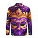 thumbnail image 3 of Ceisia Men's Slim-Fit Long-Sleeve Zip Polo Shirt with Mardi Gras Mask All-Over Print Gift, 3 of 5