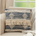 thumbnail image 4 of Saro 1757.BL18SC 18 in. Chindi Fringe Square Throw Pillow Cover, Black, 4 of 5