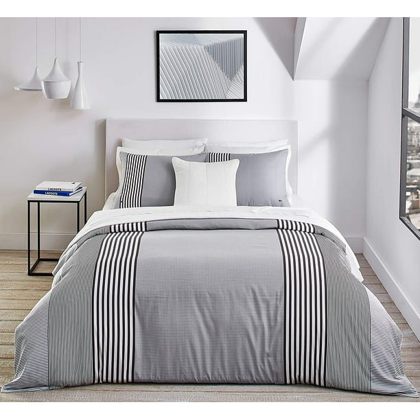 Lacoste Meribel Cotton Bedding Set, Twin/TwinXL Duvet, Grey Grey Twin/TwinXL -