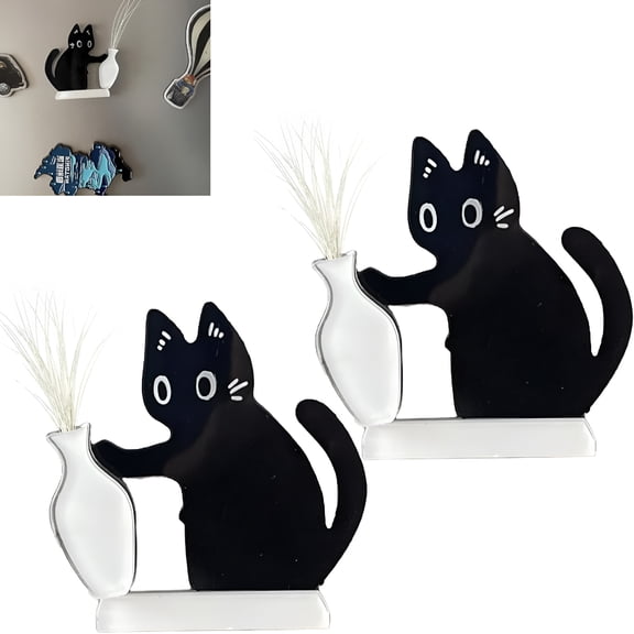 ACDANC Cat Whiskers Holder,Cat Whisker Vase,Container,Magnet Acrylic Pet Memorial Decor Refrigerator Ornament Cute Desk Wall Decor Cats Fur Holder,Strong Magnetic,No Slippage,for Keepsake