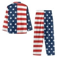 thumbnail image 3 of Renewold American Flag Pjs Pajama Set,4th of July,2 Pieces Durable Long Sleeve Women Button Shirt and Elastic Waist Pants with Pockets Casual Home Nightgown Sweatshirt Size 3XL, 3 of 5