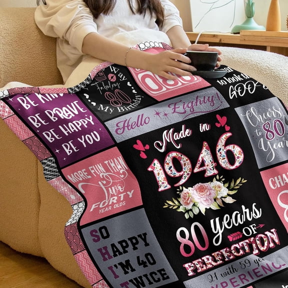 80th Birthday Gifts for Women 80 Year Old Birthday Blanket for 1946 Woman Best 80th Bday Gift 50*60