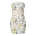 thumbnail image 6 of Musuos Women Bodycon Dress, Strapless Backless Flower Print Slim Fit Mini Dress for Club Party, 6 of 10