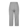 thumbnail image 7 of Miluxas Women's Plus Size Capri Pants Striped Print High Waist Stretchy Comfy Casual Capris Loose Wide Leg Crop Sweatpant White XL(XL), 7 of 7