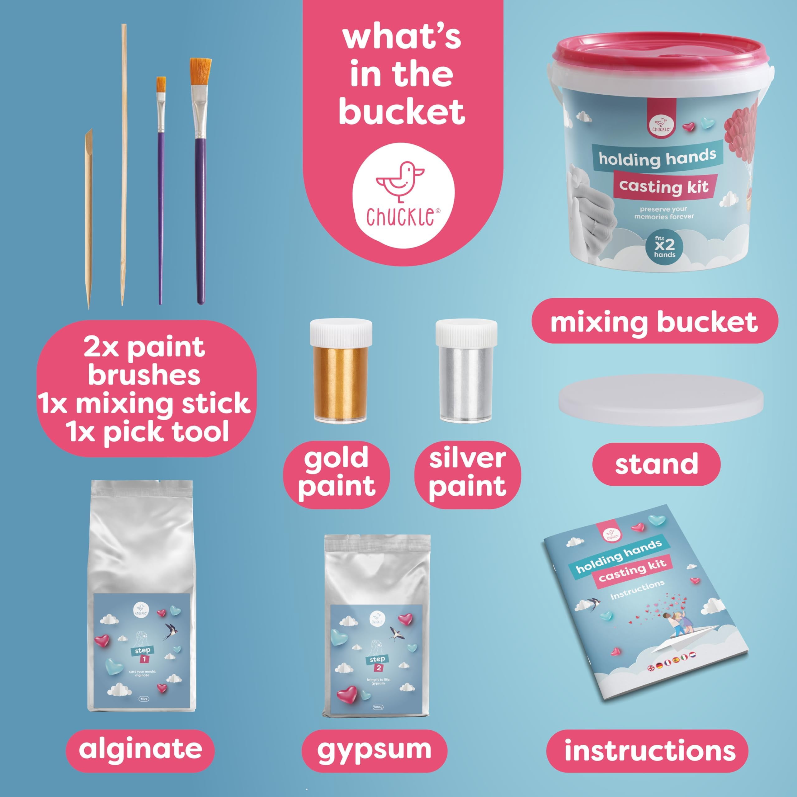 Chuckle - Hand Casting Kit Couple Gift Idea for Valentines, Wedding, Anniversary & Mother's Day