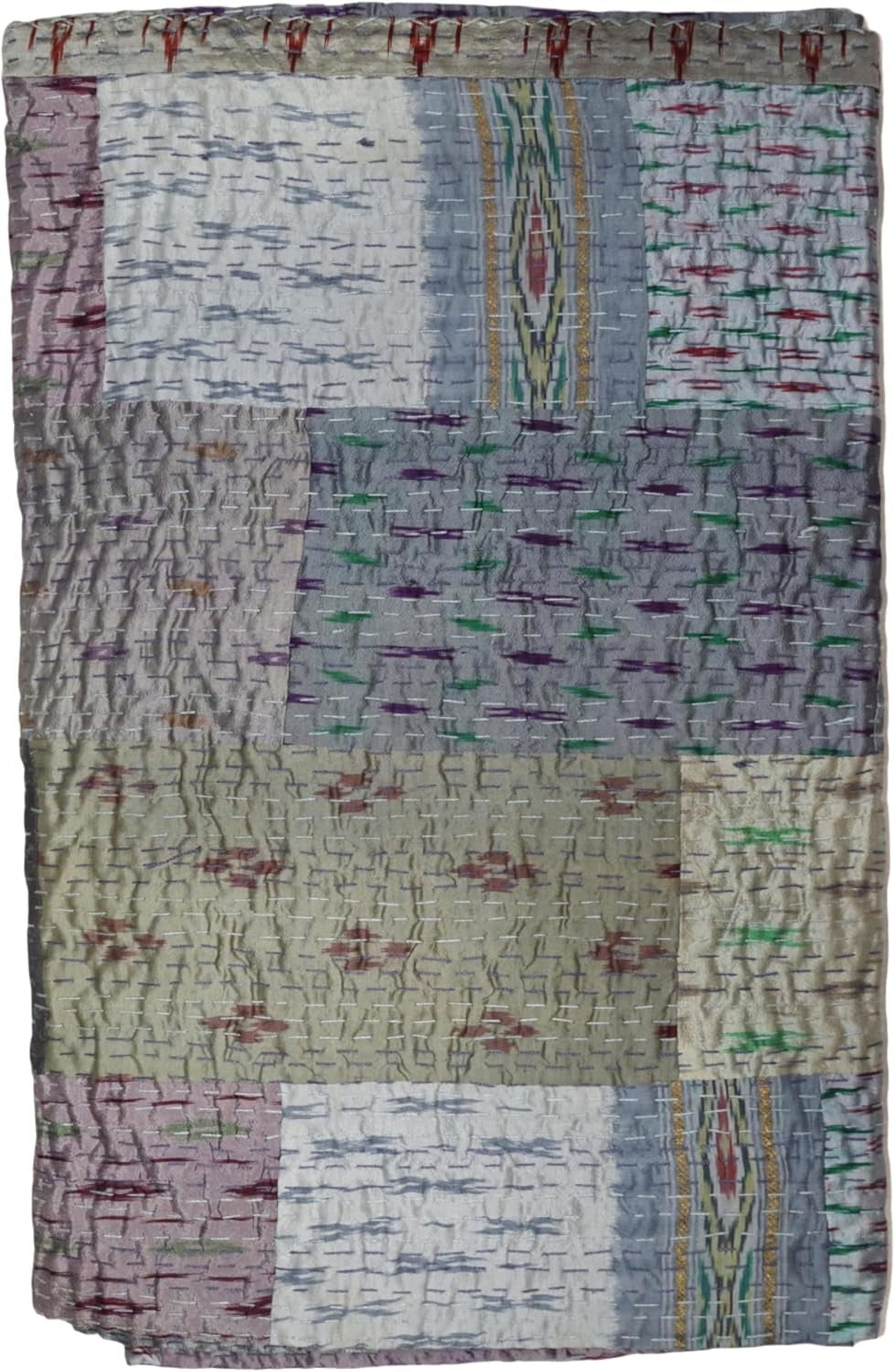 Trademoon Indian Handmade Cotton Kantha Quilt, Village Gudri , Bedspread , Blanket Size ( Single 60" x 90" )
