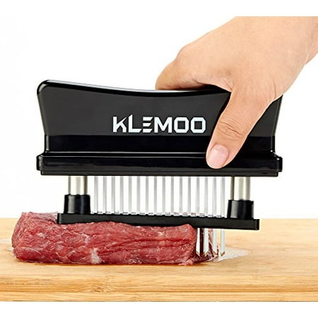 KLEMOO Meat Tenderizer Tool - 48 Ultra Sharp Needle Stainless Steel Blades Kitchen Tool for Chicken, Steak, Beef, Pork, Fish, Make a Difference in Tenderness (Best Way To Make Kabobs)