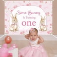 thumbnail image 2 of Some Bunny is One Backdrop Pink Bow Rabbit 1st Birthday Backdrop Banner Cute Animal Photography Background for Girls First Birthday Party Supplies 7x5ft, 2 of 7