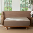 thumbnail image 2 of MooMee 100% Washed Cotton Queen Fitted Sheet Only Linen Like Textured Extra-Deep Pocket Breathable Soft 1-Piece(Brown, 60" x 80"), 2 of 6