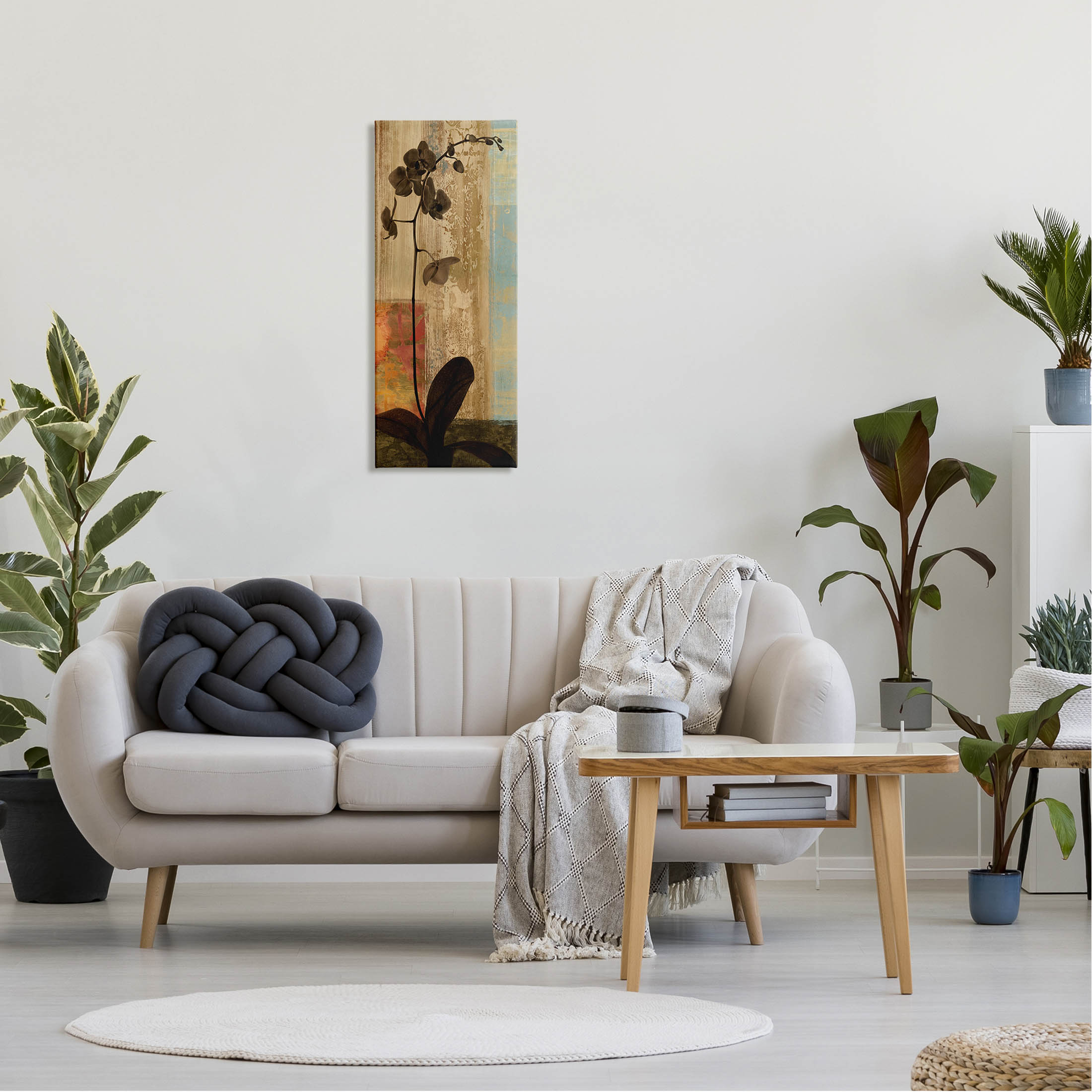 Rustic Orchid Geometric Abstract Botanical & Floral Graphic Art Gallery Wrapped Canvas Print Wall Art