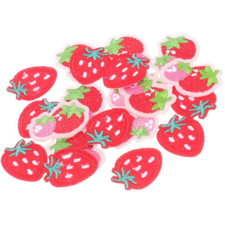 20pcs Iron on Patches Strawberry Patches for Clothing Embroidered Patches Clothing Accessories, Size: 2.7x2.3cm