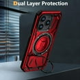 thumbnail image 4 of Allytechgroup Military Grade Shockproof Case for Apple iPhone 16 Pro, Compatible with Magsafe Rotating Stand Bumper Wireless Charging Magnetic Phone Case for Women Men, Red, 4 of 6