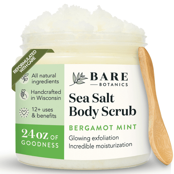 Bare Botanics Body Scrub Bergamot Mint Sea Salt Scrub 24 oz