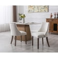 thumbnail image 5 of Guyou Dining Chairs Set of 2, Mid Century Modern Linen Upholstered Farmhouse Side Chairs with Nailhead and High Back for Kitchen Restaurant, Cream, 5 of 15